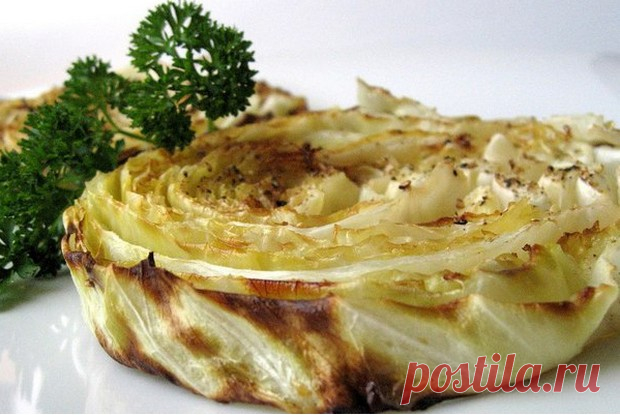 Печеная капуста с чесноком