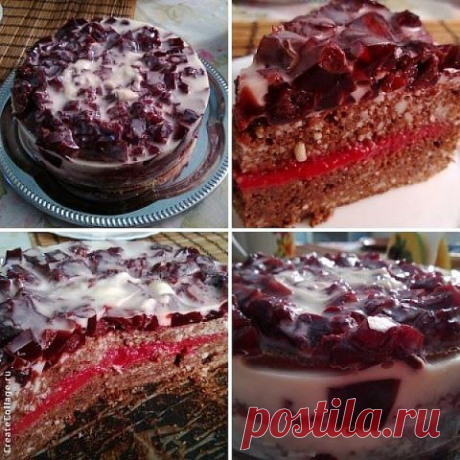 ВИШНЕВЫЙ ТОРТ С ЖЕЛЕ.