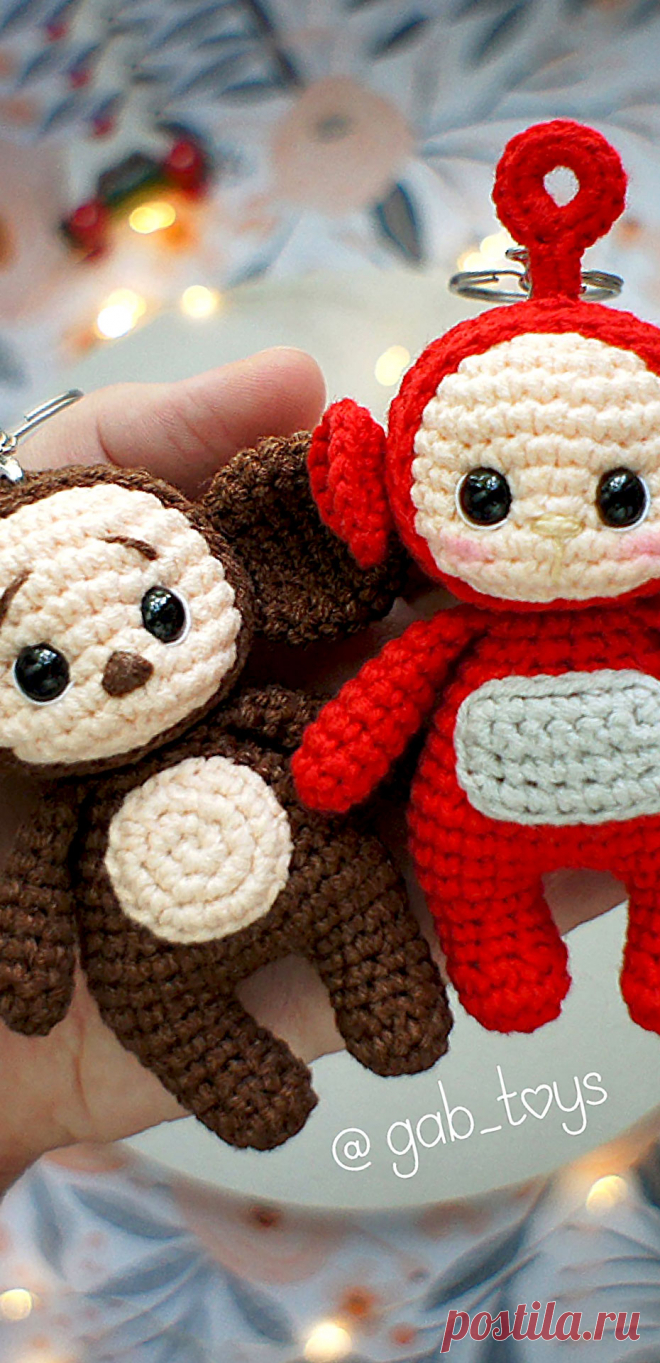 PDF Чебурашка и Телепузик крючком. FREE crochet pattern; Аmigurumi toy patterns. Амигуруми схемы и описания на русском. Вязаные игрушки и поделки своими руками #amimore - маленькие персонажи крючком, Чебурашка с Телепузиком.