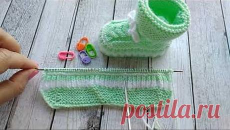 детские пинетки вязаные спицами