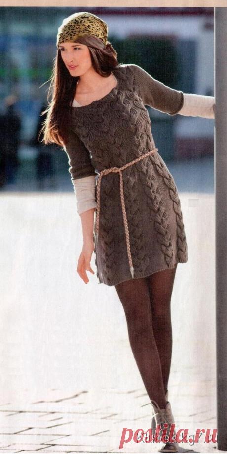 Коричневое платье с косами | Клубок