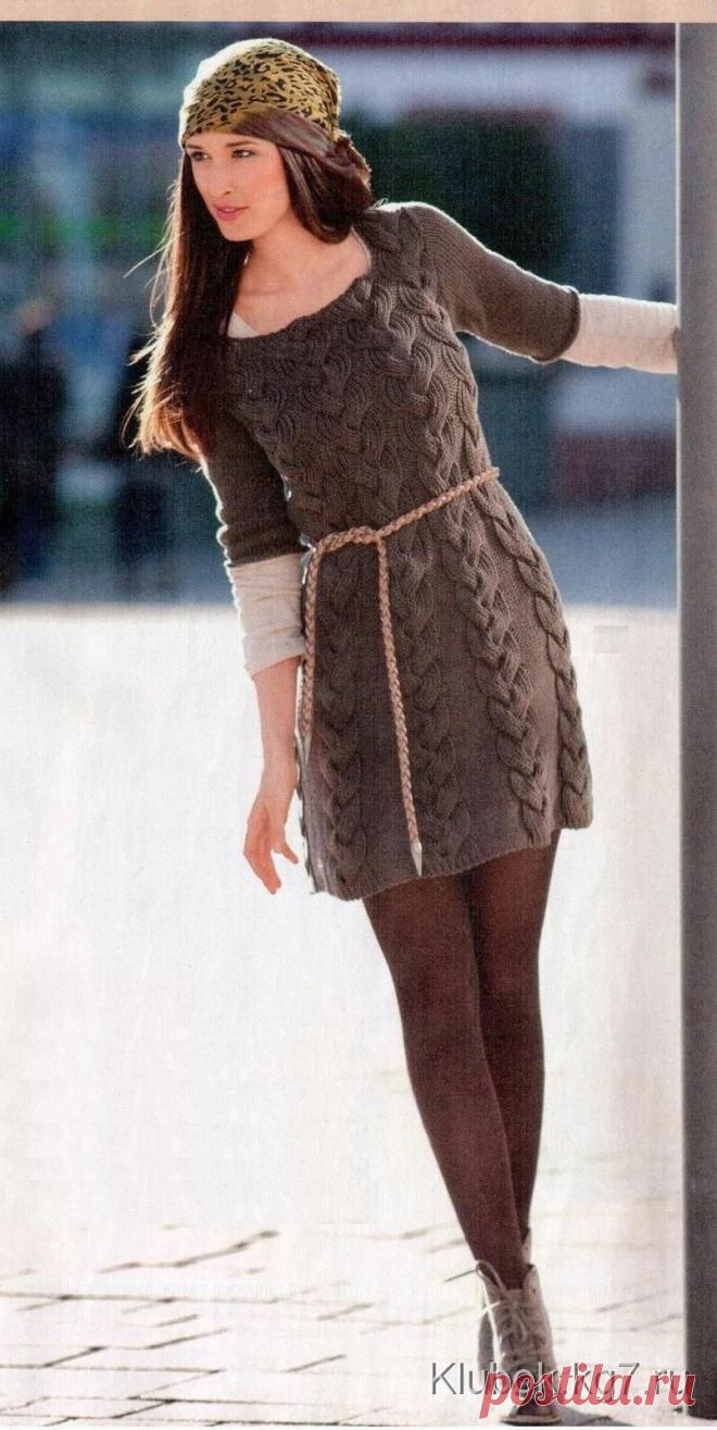 Коричневое платье с косами | Клубок