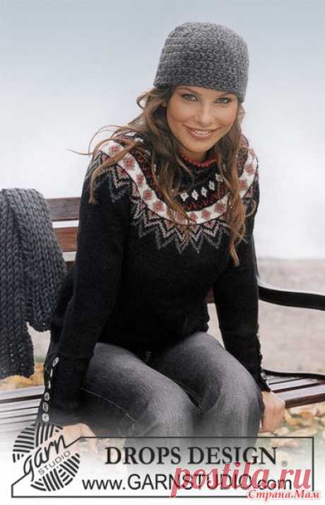 *Пуловер с круглой кокеткой от Дропс - Жаккард - Страна Мам