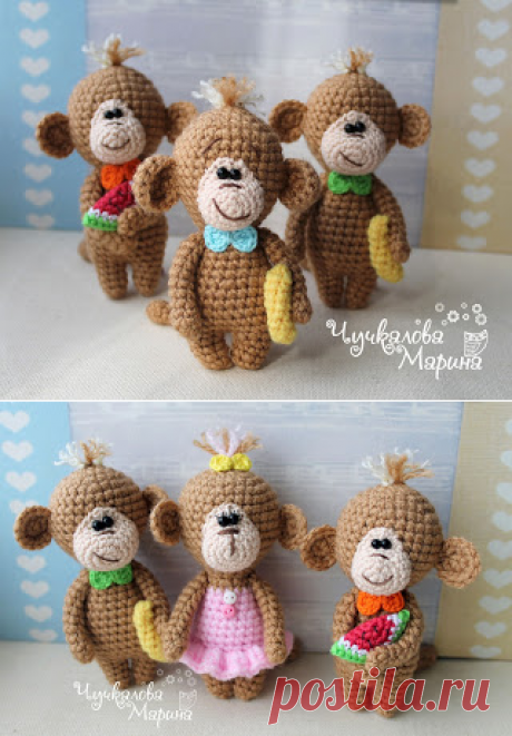 Вязаные чудеса Марины Чучкаловой : Обезьянка Миник