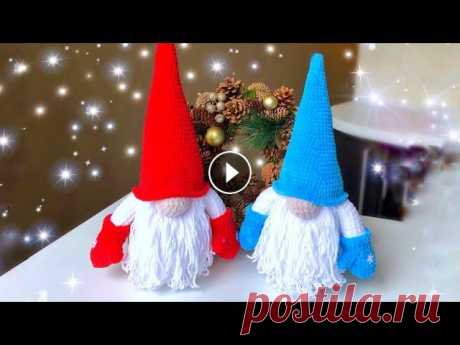 Новогодний гном крючком. Мастер-класс. Часть 1. Мой Инстаграм @medintseva_toys Кто хочет поблагодарить автора - карта Приватбанка 4731219616168880 Снежинки...