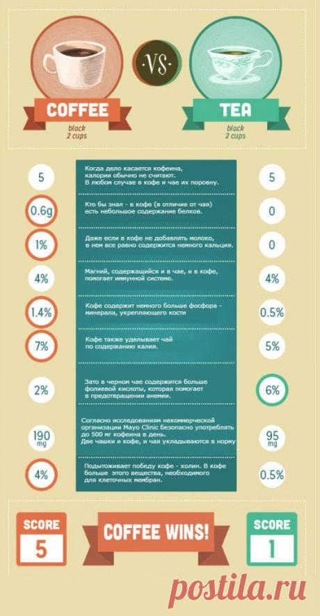 Учёные сравнили кофе и чай по девяти параметрам, и узнали, какой напиток полезнее. Узнайте и вы! • Фактрум
