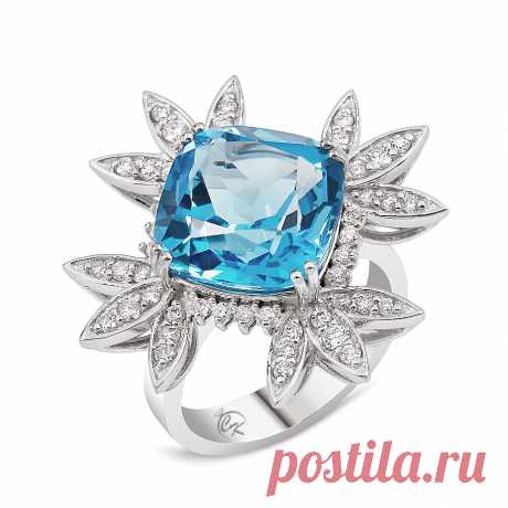 Ring / Gold 750 - Blue Swiss Topaz - Diamonds by Christina Koshevaya

Кольцо / Золото 750 проба - Голубой топаз - Бриллианты