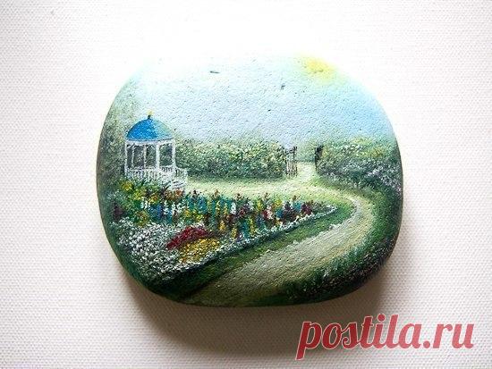 Рисунок маслом на камне ❤