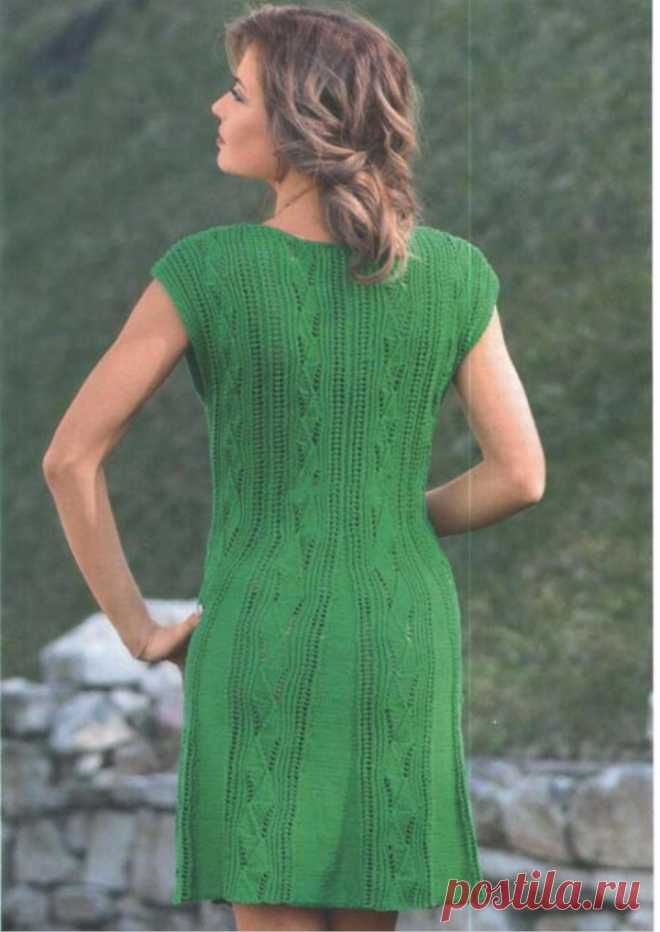 Green knitted dress free pattern