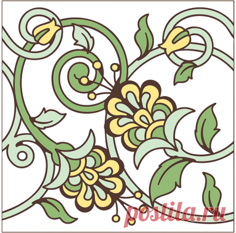 6x6 Victorian Floral Decorative Art Tile - Hand N Hand Designs