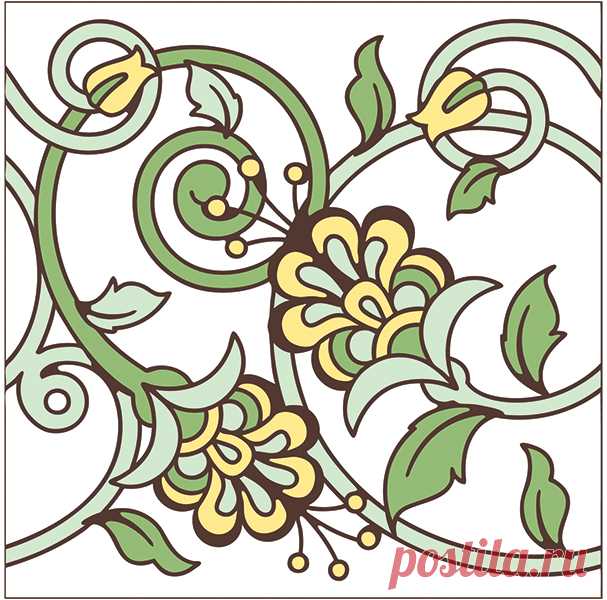 6x6 Victorian Floral Decorative Art Tile - Hand N Hand Designs