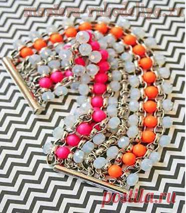 Мастера рукоделия - рукоделие для дома. Бесплатные мастер-классы, фото и видео уроки - Мастер-класс по сборке бижутерии: Яркий неоновый поп-браслет