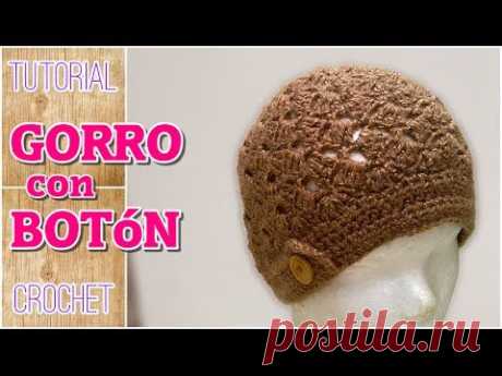 Gorro con botón a crochet paso a paso