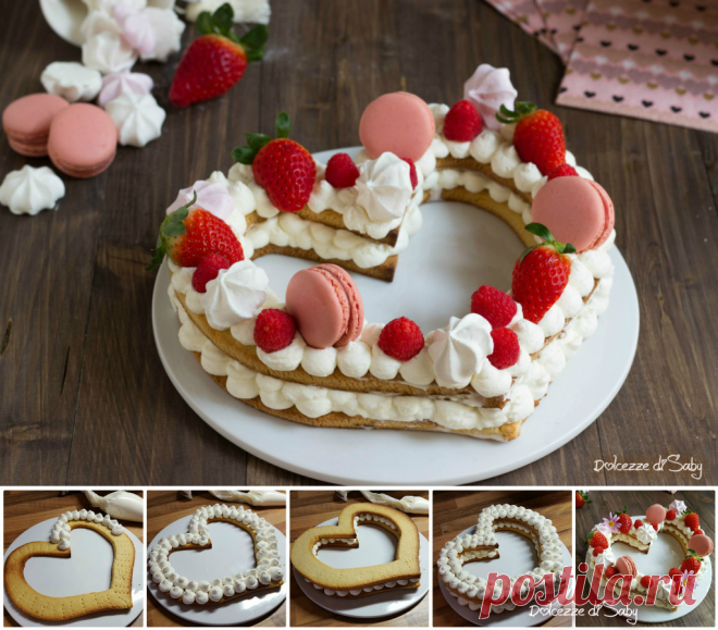 Cream tart cuore ( torta di frolla morbida e crema decorata con frutta e fiori)