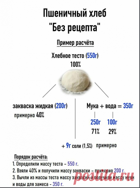 Расчет пшеничного хлеб без рецепта на закваске в процентном отношении | ЛЮБОВЬ ПРУСИК | Яндекс Дзен
