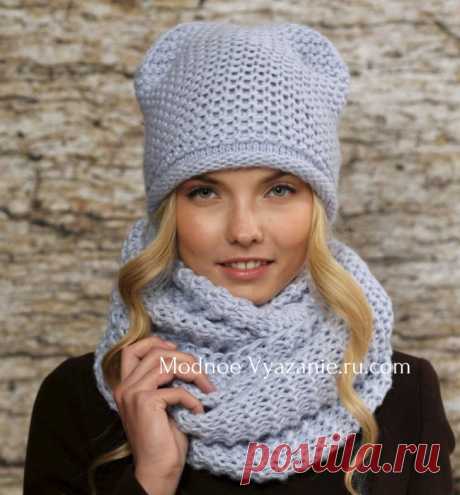 Котошапки - шапочки с ушками связанные спицами - Modnoe Vyazanie ru.com