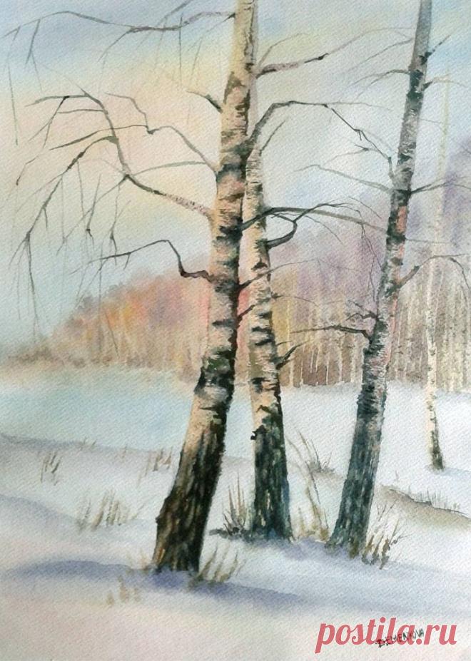 как нарисовать зимний пейзаж акварелью: 11 тыс изображений найдено в Яндекс.Картинках