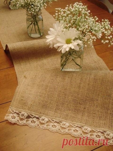 Льняная ткань, мешковина в декоре интерьера