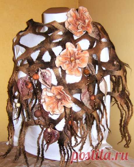 Валяный шарф &quot;Сетка&quot;
Натуральная шерсть мериноса