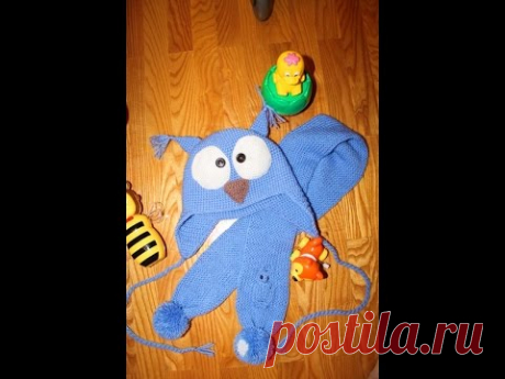 Детский child Шарф"СОВА"воздушной английской резинкой на ребёнка.Шарфик"СОВА"Вязание шарфа спицами