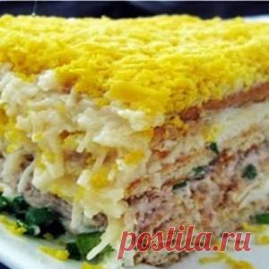 До неприличия вкусный торт-салат закусочный. Очень рекомендую!