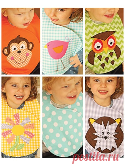 Reversible Crossover Bibs Sewing Pattern Keep your little ones clean with this classic double-sided bib that wraps around the neck and uses hook-and-loop closures to attach in the front. Keep things simple by making a bib in 2 fun prints, or add an applique design; choose from a monkey, bir...