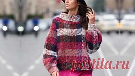 Эффектный пуловер с широким воротником: обзор выкройки 105 из Burda 1/2022 — BurdaStyle.ru