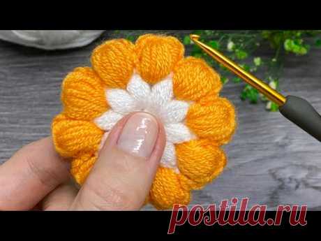 Beauty of flower🧡 Making wonderful flower with a single technique. #crochet #flower #knit #craft