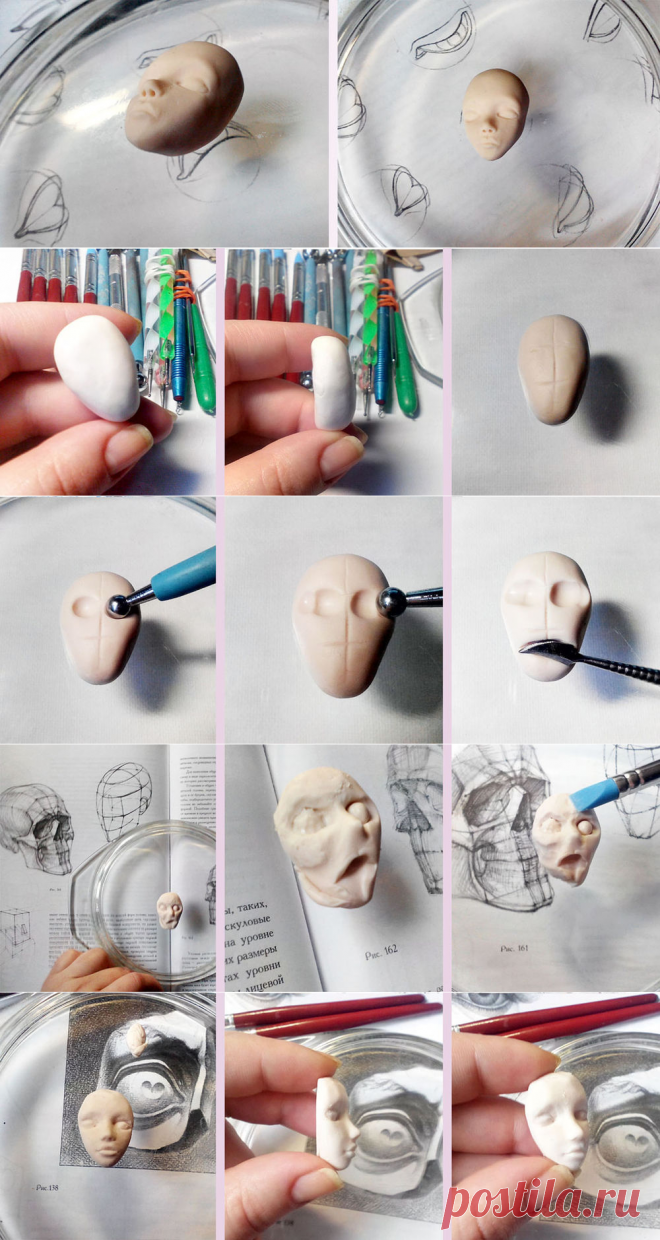 Лепим миниатюрное личико цветочной феи из полимерной глины - Ярмарка Мастеров - ручная работа, handmade