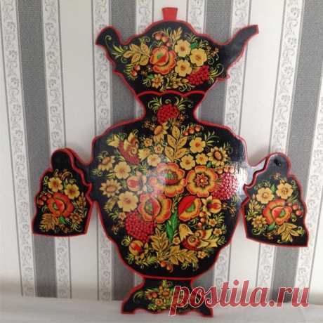 Панно " Самовар". Дерево. Ручная роспись. 2500 р.