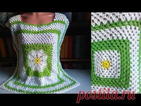 И снова красивая кофточка от квадрата