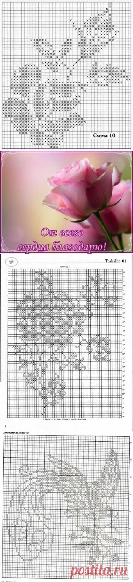 СХЕМЫ -ФИЛЕЙНОЕ ВЯЗАНИЕ / Вязание крючком / Вязание крючком для начинающих