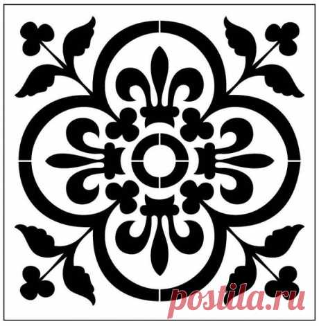 TILE28 Reusable Laser-Cut Floor Step or Wall Tile Stencil Use this decorative square for embellishing tiles, coasters, signs, pillows, walls, anything to cheer up the view. The repeatable image can change the look just by the positioning of the second stencil. The first listing image repeated creates the second image. Picture courtesy of Mallory J.  7 MIL
