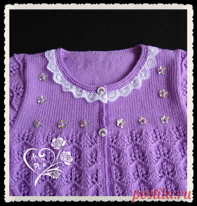 Сиреневый жакетик для малышки