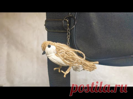 Брелок подвеска: Птичка из джута DIY. Сделайте такую классную птичку сами. Это легко! - YouTube