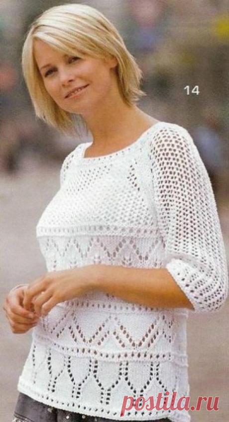 Белая ажурная кофточка.