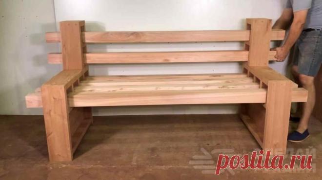 Массивная деревянная скамья для дачи своими руками В данном обзоре автор поделится с нами идеей, как сделать своими руками массивную деревянную скамью, которую можно установить на даче или территории частного дома.    Это отличный вариант, чтобы отдохнуть всей семьей или вместе с друзьями на