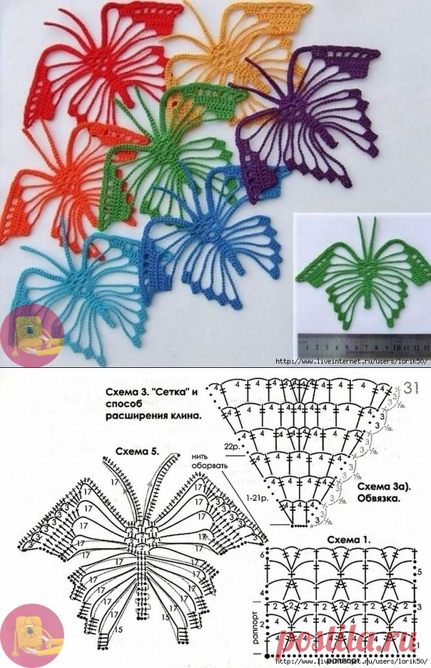 Бабочка крючком — Сделай сам, идеи для творчества - DIY Ideas