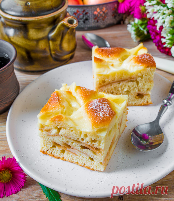 Яблочный пирог с заварным кремом на Вкусном Блоге А яблоки все не убывают. Поэтому сегодня даю очередной рецепт с ними 🙂 Шикарный яблочный пирог с запеченным заварным кремом. Влажный, нежный, просто восхитительный. Пусть вас не пугает заварной крем – готовится он максимально просто, главное не зевать 🙂 Он – очень важны составляющая этого пирога. Потому что превращается его…