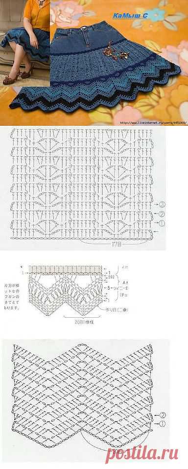 Юбка :крючок+джинс.