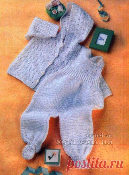 жакет и комбинезон для малыша вязаные спицами