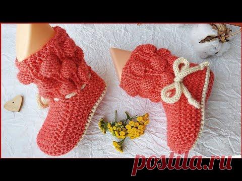 Вязаные Пинетки. Пинетки спицами узором 