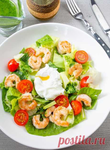 Салат с креветками и яйцом пашот - вкусные проверенные рецепты, подбор рецептов по продуктам, консультации шеф-повара, пошаговые фото, списки покупок на VkusnyBlog.Com