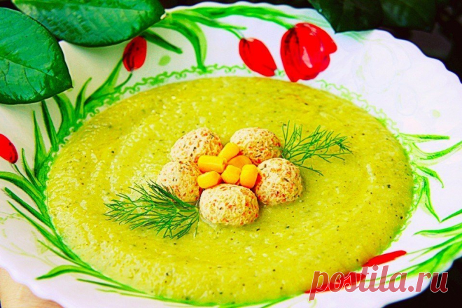 Овощной крем-суп с куриными фрикадельками — Готовим дома