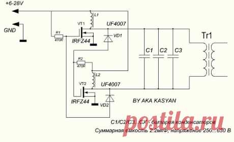 Простой преобразователь напряжения с 12 на 220 вольт