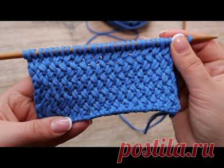 Плетенка на лицевых рядах спицами Basketweave Cable knitting pattern