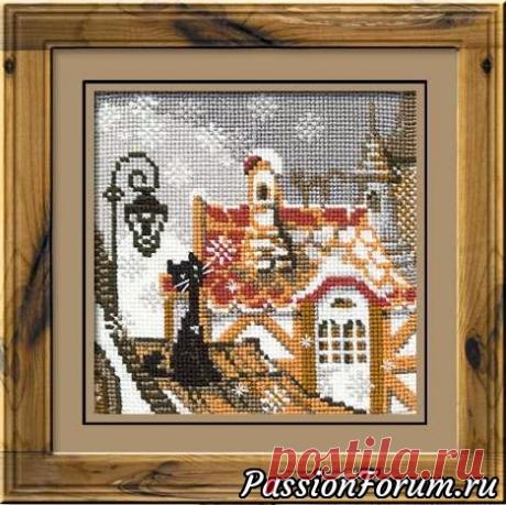 Город и кошки. Схема вышивки. Зима - запись пользователя veda (Елена Бельская) в сообществе Вышивка в категории Схемы вышивки крестом, вышивка крестиком Риолис 610 "Город и кошки. Зима" 1-белый 2-902 3-905 4-118 5-225 6-830 7-895 8-860 9-чёрный