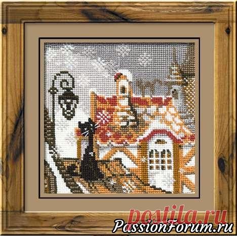 Город и кошки. Схема вышивки. Зима - запись пользователя veda (Елена Бельская) в сообществе Вышивка в категории Схемы вышивки крестом, вышивка крестиком Риолис 610 