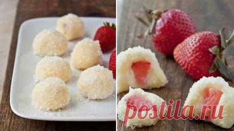 Трюфели из белого шоколада, йогурта и клубники