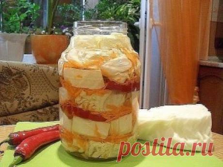 Вкусная капуста, засолка квадратами